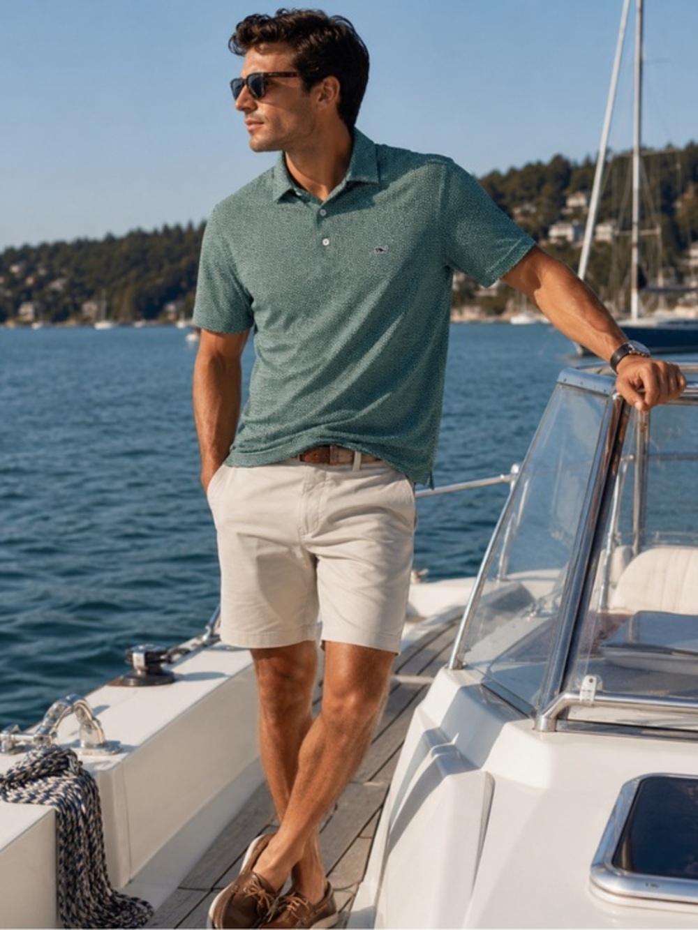 Vineyard Vines Green Micro-Print Polo, XS